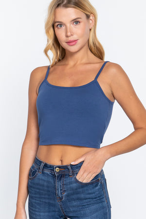 - Round Neck W/removable Bra Cup Cotton Spandex Bra Top - 17 colors - Ships from The USA - womens tank top at TFC&H Co.