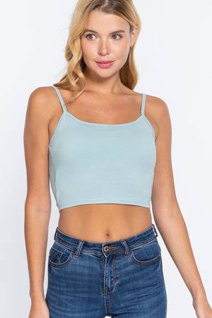 SKY MINT Round Neck W/removable Bra Cup Cotton Spandex Bra Top - 17 colors - Ships from The USA - women's tank top at TFC&H Co.