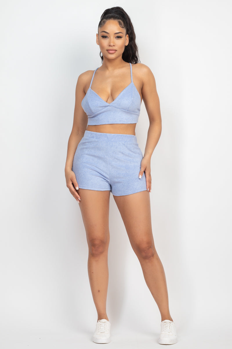 - Terry Towel Bralette Top & Mini Shorts Set - 7 colors - Ships from The USA - womens short set at TFC&H Co.