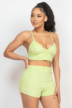 - Terry Towel Bralette Top & Mini Shorts Set - 7 colors - Ships from The USA - womens short set at TFC&H Co.