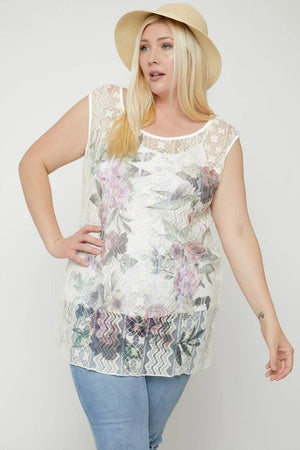 Voluptuous (+) Plus Lace, Sleeveless Tunic Top - 2 styles - Ships from The USA - women's tank top at TFC&H Co.