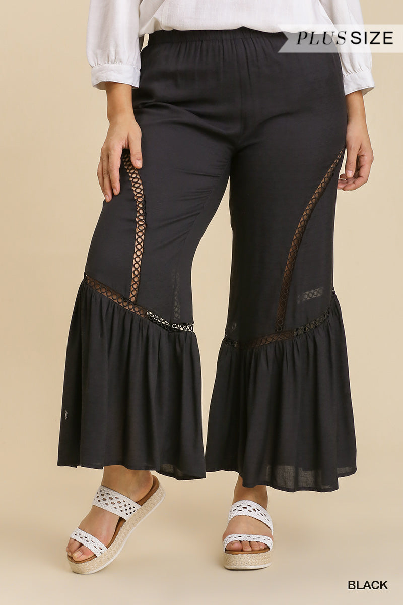 - Voluptuous (+) Plus Size Wide Leg Elastic Waist Lace Tape Pants - 2 colors - Ships from The USA - womens pants at TFC&H Co.