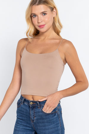 - Elastic Strap Two Ply Dty Brushed Knit Cami Top - Ships from The USA - womens cami at TFC&H Co.