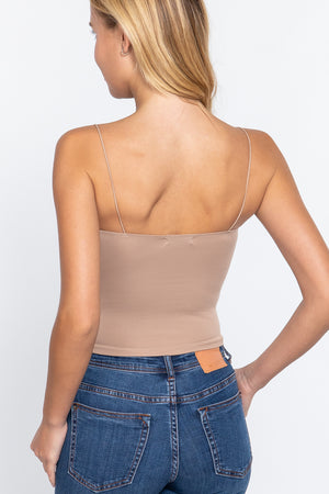 - Elastic Strap Two Ply Dty Brushed Knit Cami Top - Ships from The USA - womens cami at TFC&H Co.