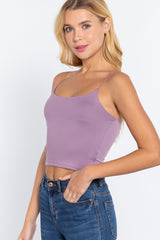 LAVENDER - Elastic Strap Two Ply Dty Brushed Knit Cami Top - Ships from The USA - womens cami at TFC&H Co.