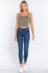 LIGHT OLIVE Elastic Strap Two Ply Dty Brushed Knit Cami Top - Ships from The USA - women's cami at TFC&H Co.