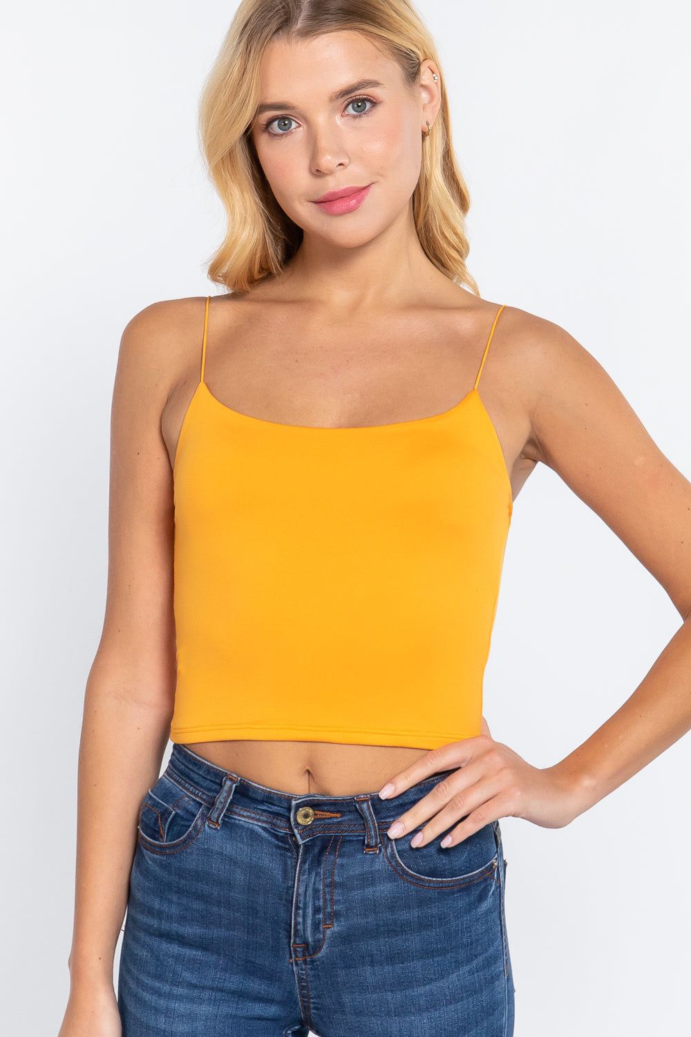 MANGO SHERBET - Elastic Strap Two Ply Dty Brushed Knit Cami Top - Ships from The USA - womens cami at TFC&H Co.