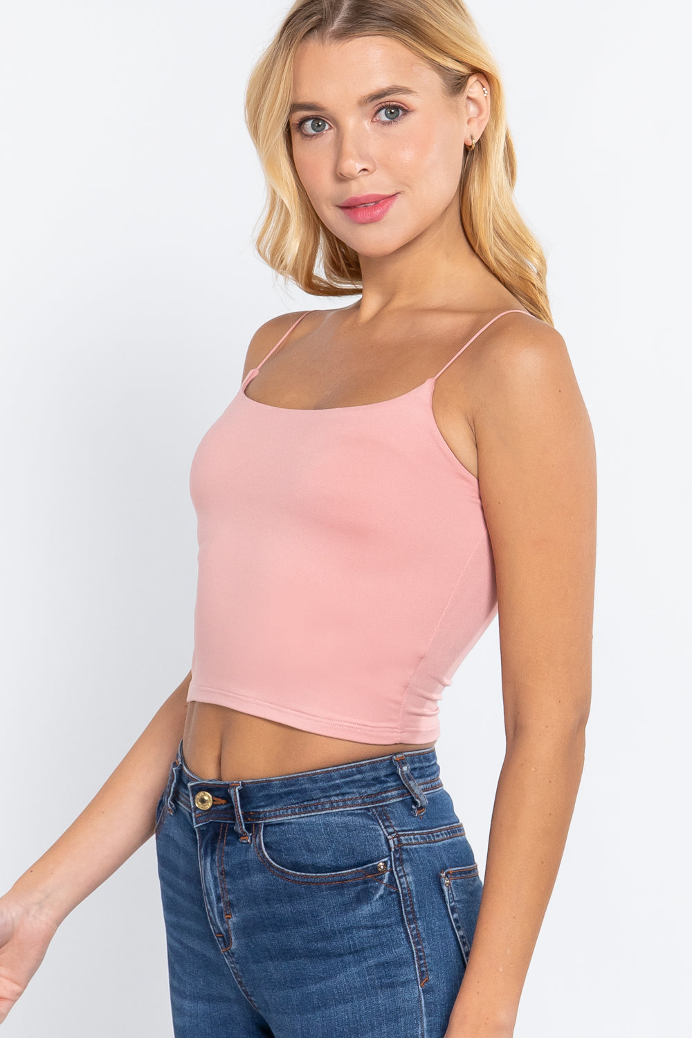 PINK Elastic Strap Two Ply Dty Brushed Knit Cami Top - Ships from The USA - women's cami at TFC&H Co.
