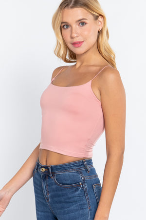 PINK - Elastic Strap Two Ply Dty Brushed Knit Cami Top - Ships from The USA - womens cami at TFC&H Co.