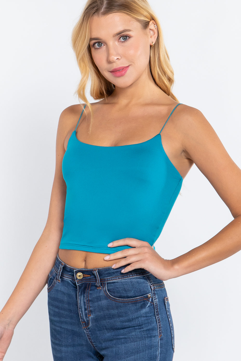 - Elastic Strap Two Ply Dty Brushed Knit Cami Top - Ships from The USA - womens cami at TFC&H Co.