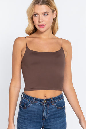 - Elastic Strap Two Ply Dty Brushed Knit Cami Top - Ships from The USA - womens cami at TFC&H Co.
