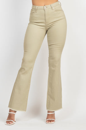 Frayed Bell Bottom Colored Denim Jeans - 2 Colors - Ships from The USA - women's jeans at TFC&H Co.