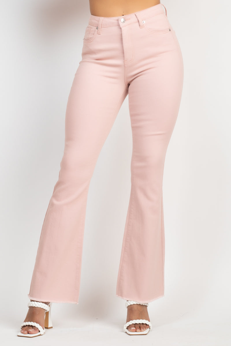 BLUSH Frayed Bell Bottom Colored Denim Jeans - 2 Colors - Ships from The USA - women's jeans at TFC&H Co.