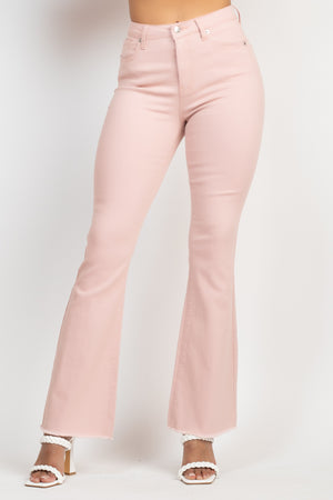 BLUSH - Frayed Bell Bottom Colored Denim Jeans - 2 Colors - Ships from The USA - womens jeans at TFC&H Co.