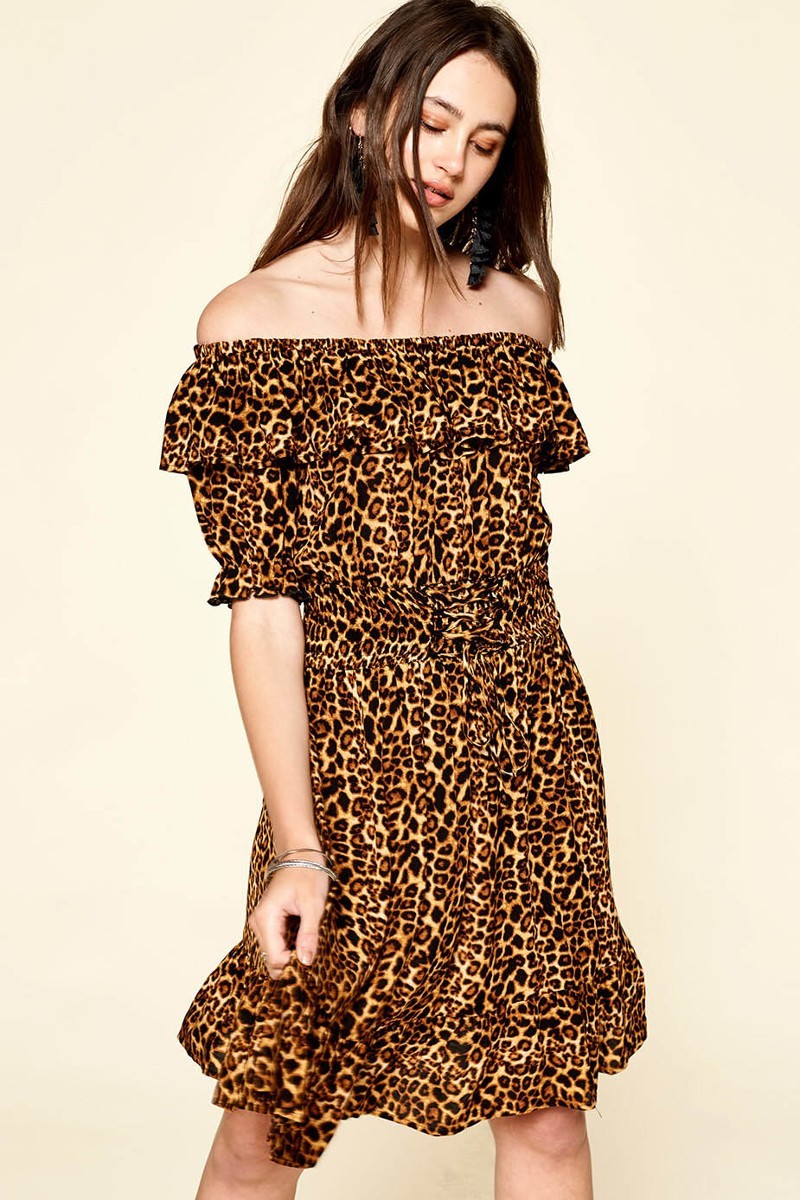 - Leopard Printed Woven Dress - Ships from The USA - womens dress at TFC&H Co.