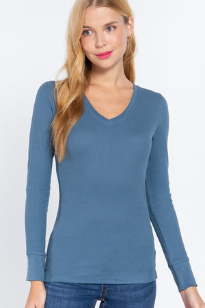 - Long Slv V-neck Thermal Top - 16 colors - womens shirt at TFC&H Co.