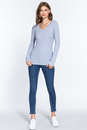 - Long Slv V-neck Thermal Top - 16 colors - womens shirt at TFC&H Co.