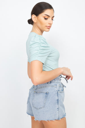 - Short Ruching Sleeve Top - womens shirt at TFC&H Co.