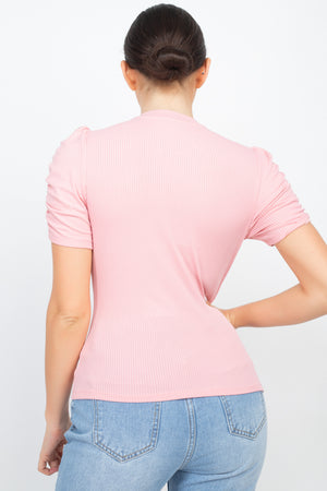 - Short Ruching Sleeve Top - womens shirt at TFC&H Co.