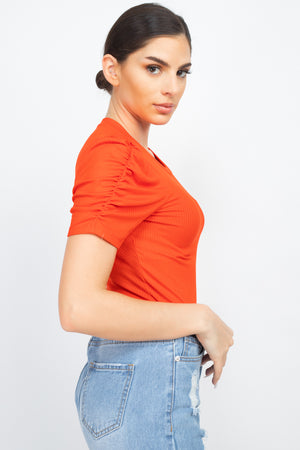 - Short Ruching Sleeve Top - womens shirt at TFC&H Co.