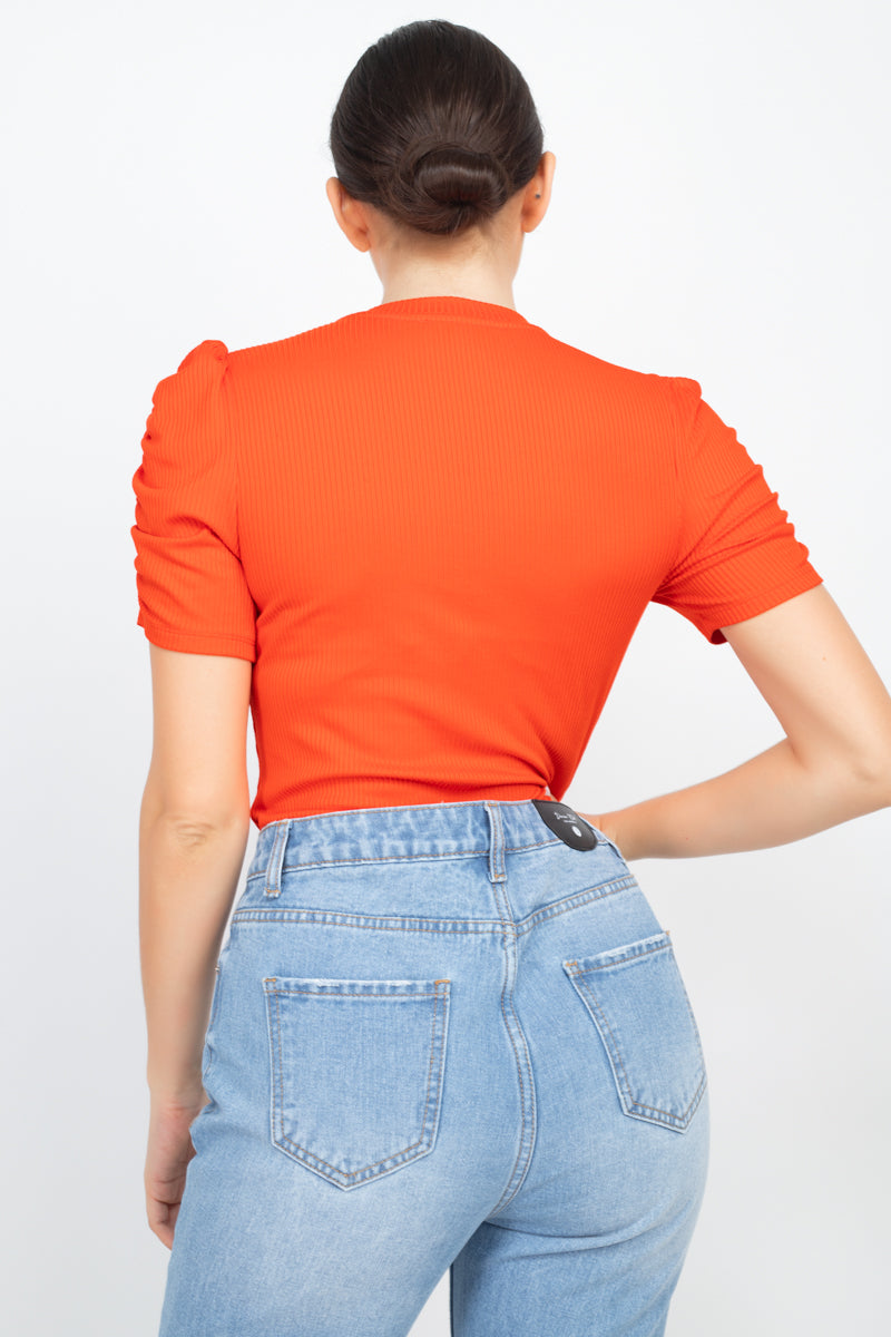 - Short Ruching Sleeve Top - womens shirt at TFC&H Co.