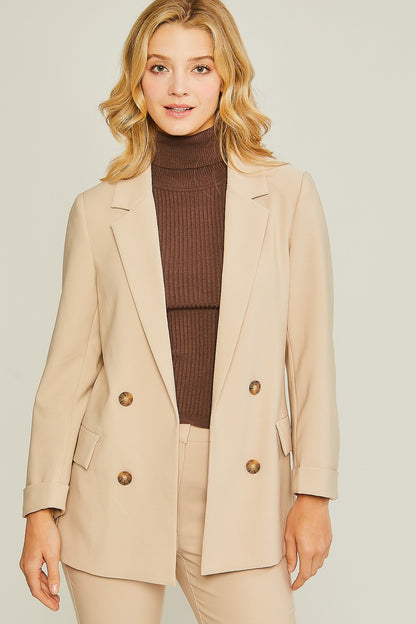 Khaki Woven Solid Vertigo Blazer - 3 colors - women's blazer at TFC&H Co.