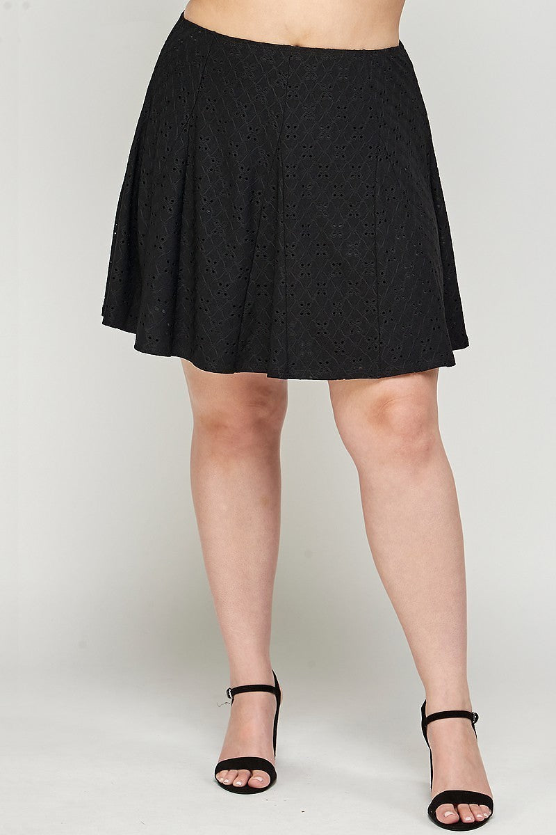 Voluptuous (+) Plus Size Knit Eyelet A-line Skirt - women's skirt at TFC&H Co.