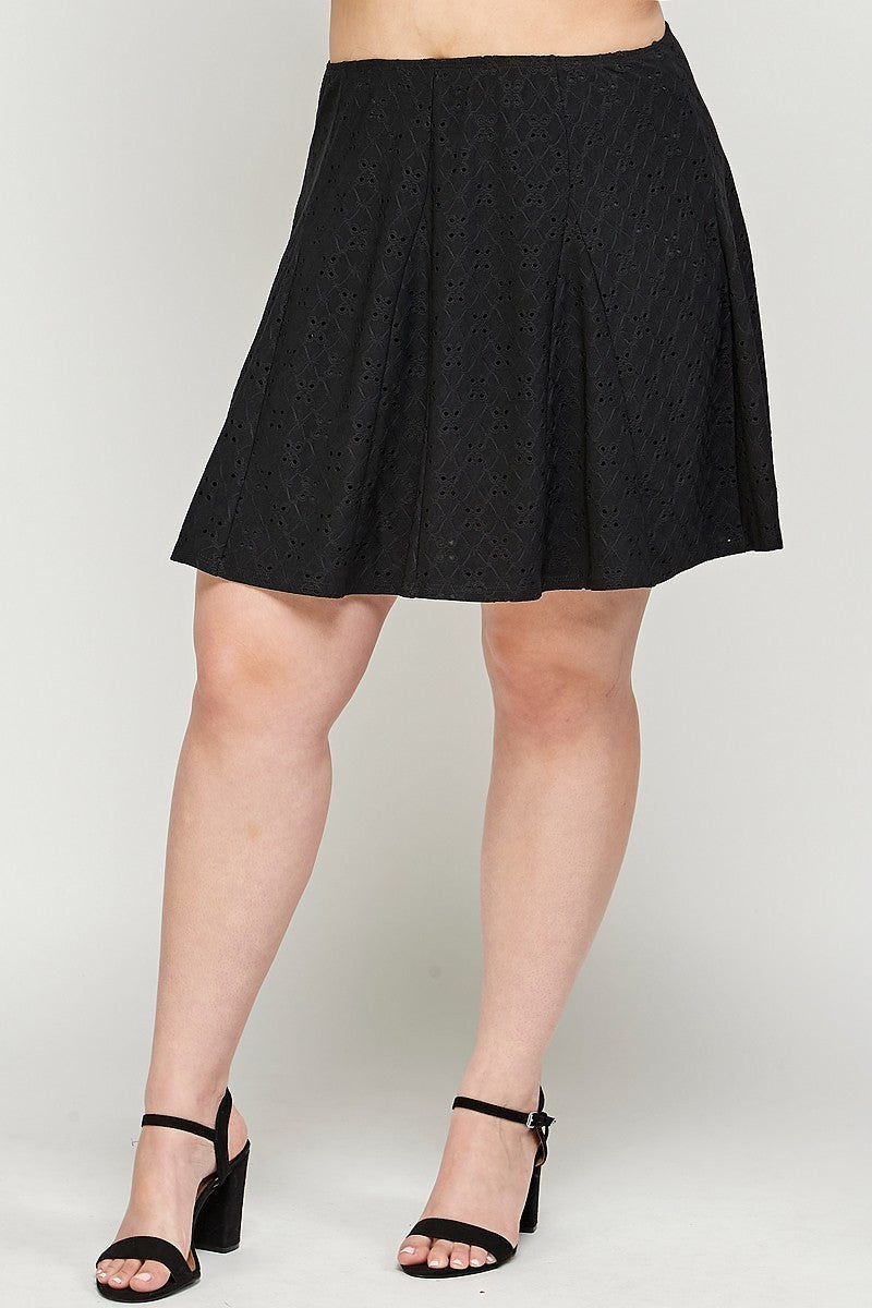 Voluptuous (+) Plus Size Knit Eyelet A-line Skirt - women's skirt at TFC&H Co.