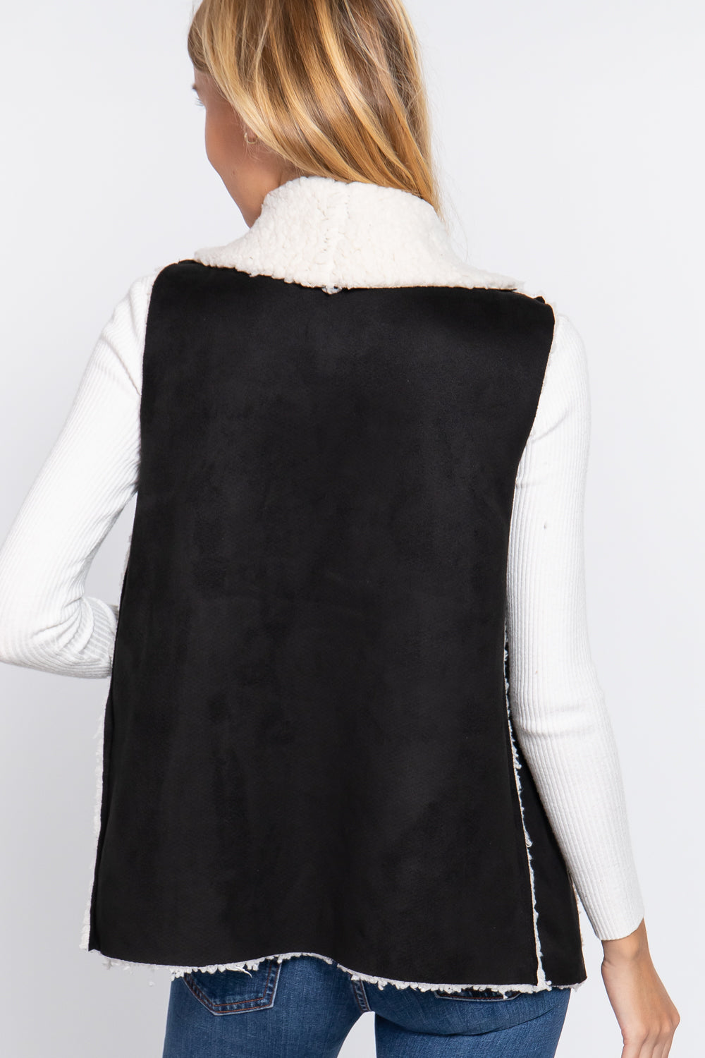Shawl Faux Suede Fur Bonded Vest - 3 colors - women's vest at TFC&H Co.