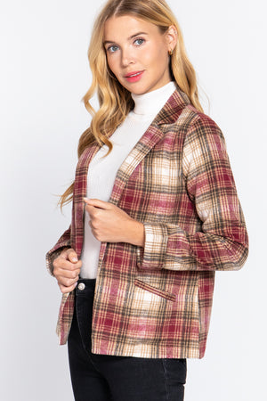 - Notched Collar Plaid Jacket - 2 colors - womens blazer at TFC&H Co.