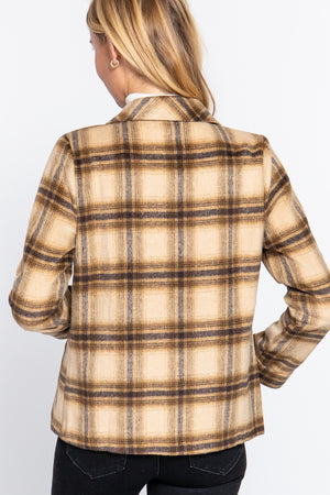 - Notched Collar Plaid Jacket - 2 colors - womens blazer at TFC&H Co.