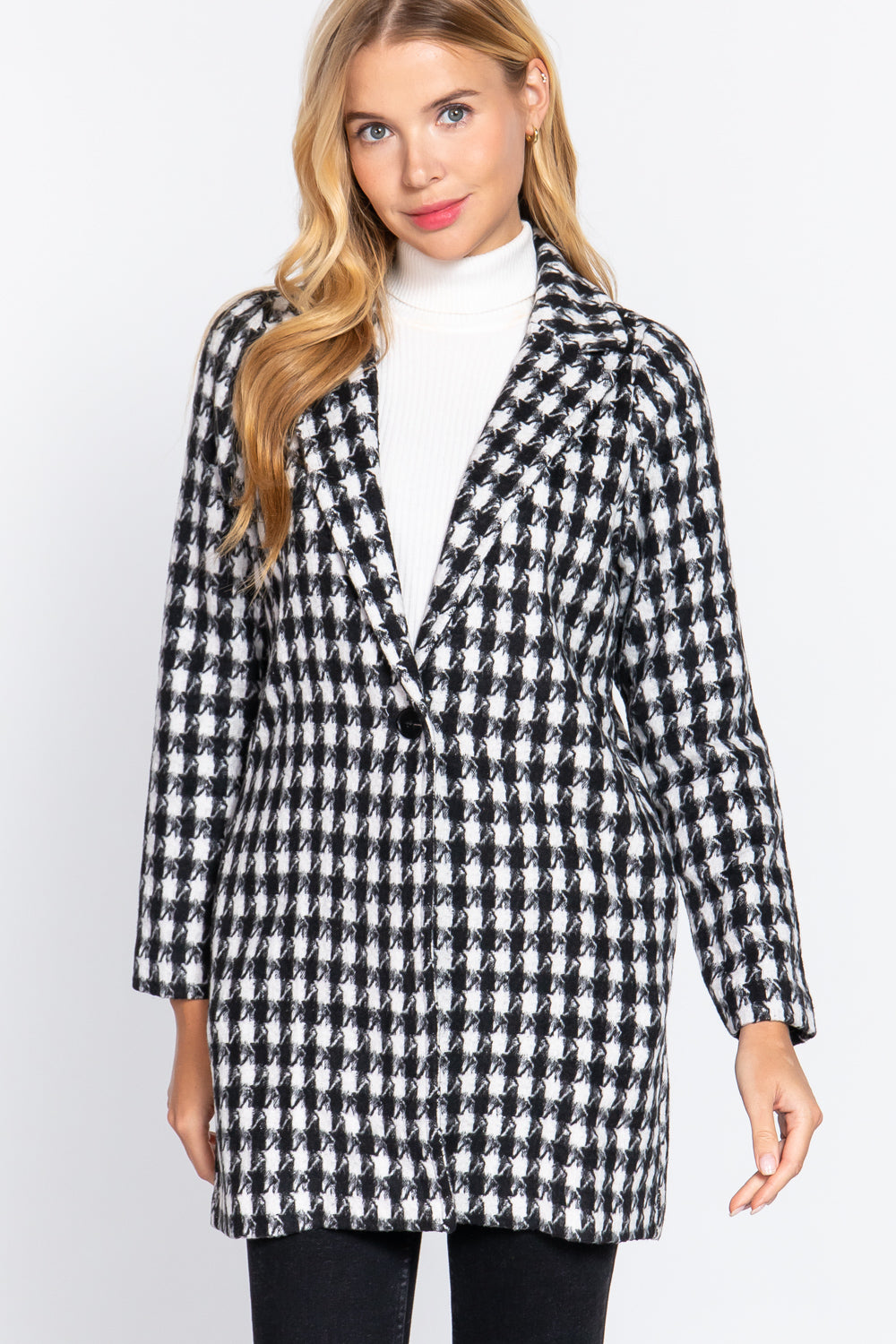 Long Slv One Button Jacquard Jacket - women's jacket at TFC&H Co.