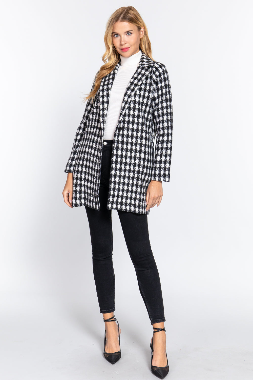 Long Slv One Button Jacquard Jacket - women's jacket at TFC&H Co.