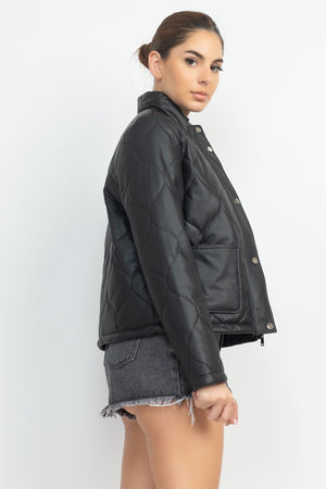 - Mock Neck Quilted Jacket - 4 colors - womens jacket at TFC&H Co.