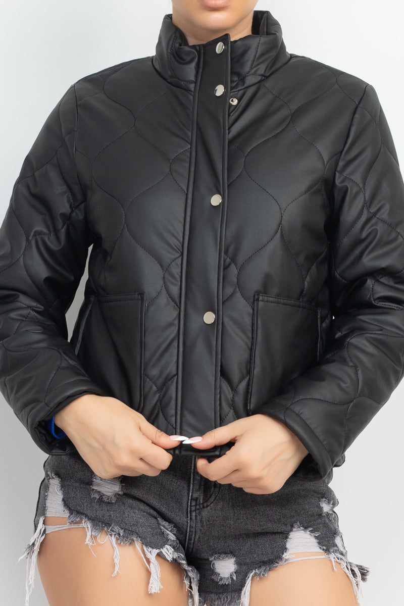 - Mock Neck Quilted Jacket - 4 colors - womens jacket at TFC&H Co.