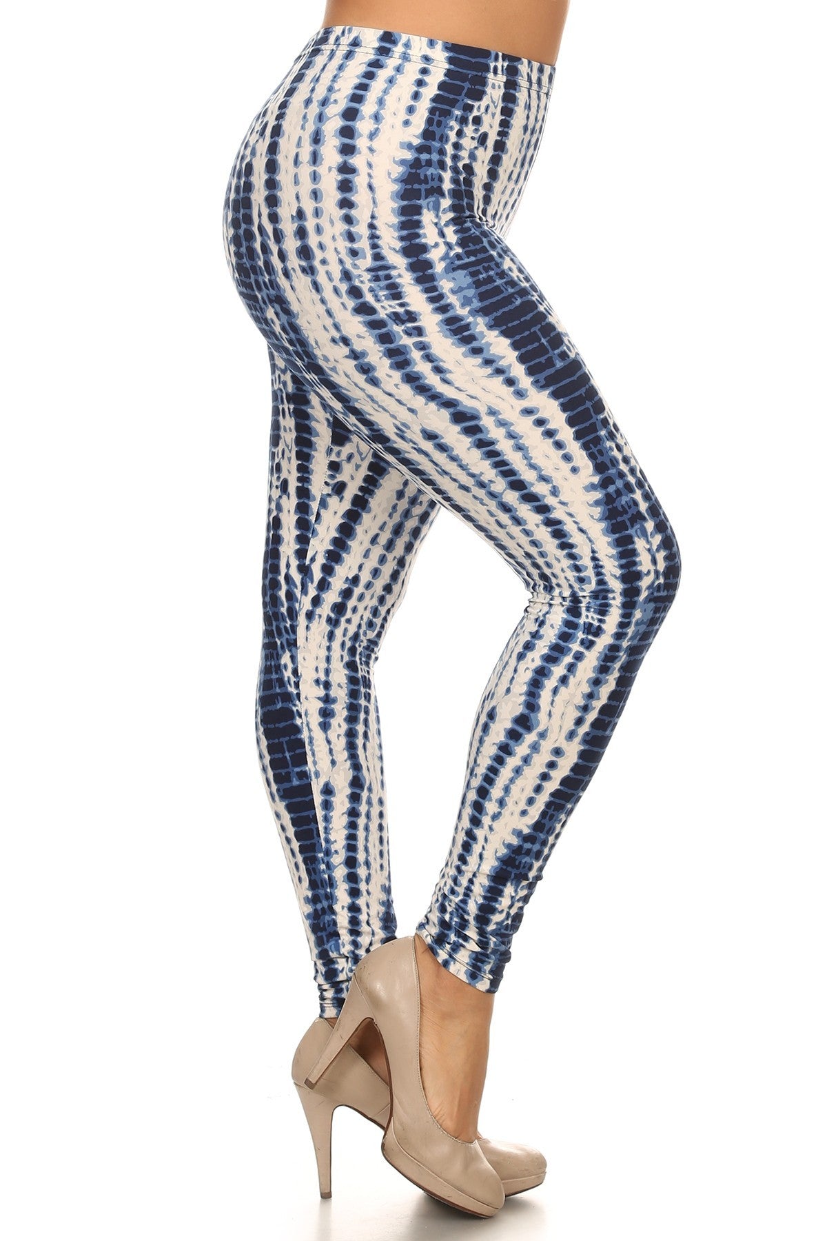 Voluptuous (+) Plus Size Tie Dye Print, Full Length Leggings In A Slim Fitting Style With A Banded High Waist - women's leggings at TFC&H Co.