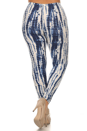 Voluptuous (+) Plus Size Tie Dye Print, Full Length Leggings In A Slim Fitting Style With A Banded High Waist - women's leggings at TFC&H Co.