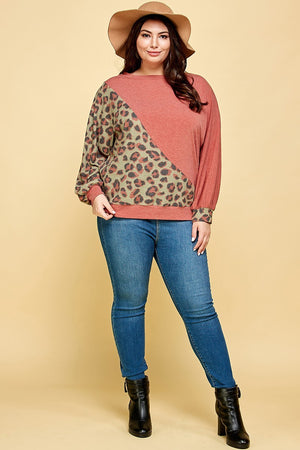 Voluptuous (+) Plus Size Cute Animal French Terry Brush Contrast Print Pullover - women's sweater at TFC&H Co.