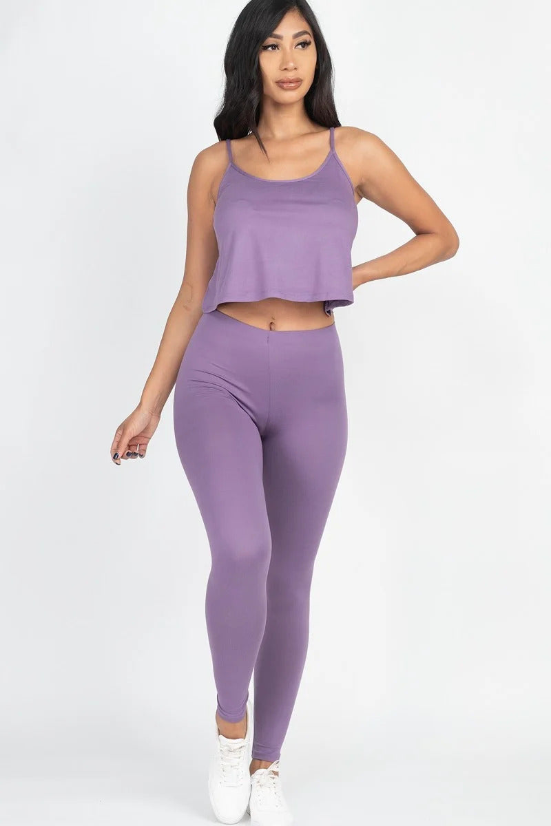 Cami Top And Leggings Outfit Set - 7 colors - women's pants set at TFC&H Co.