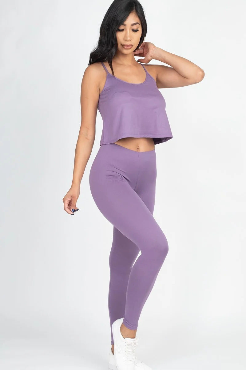 Cami Top And Leggings Outfit Set - 7 colors - women's pants set at TFC&H Co.
