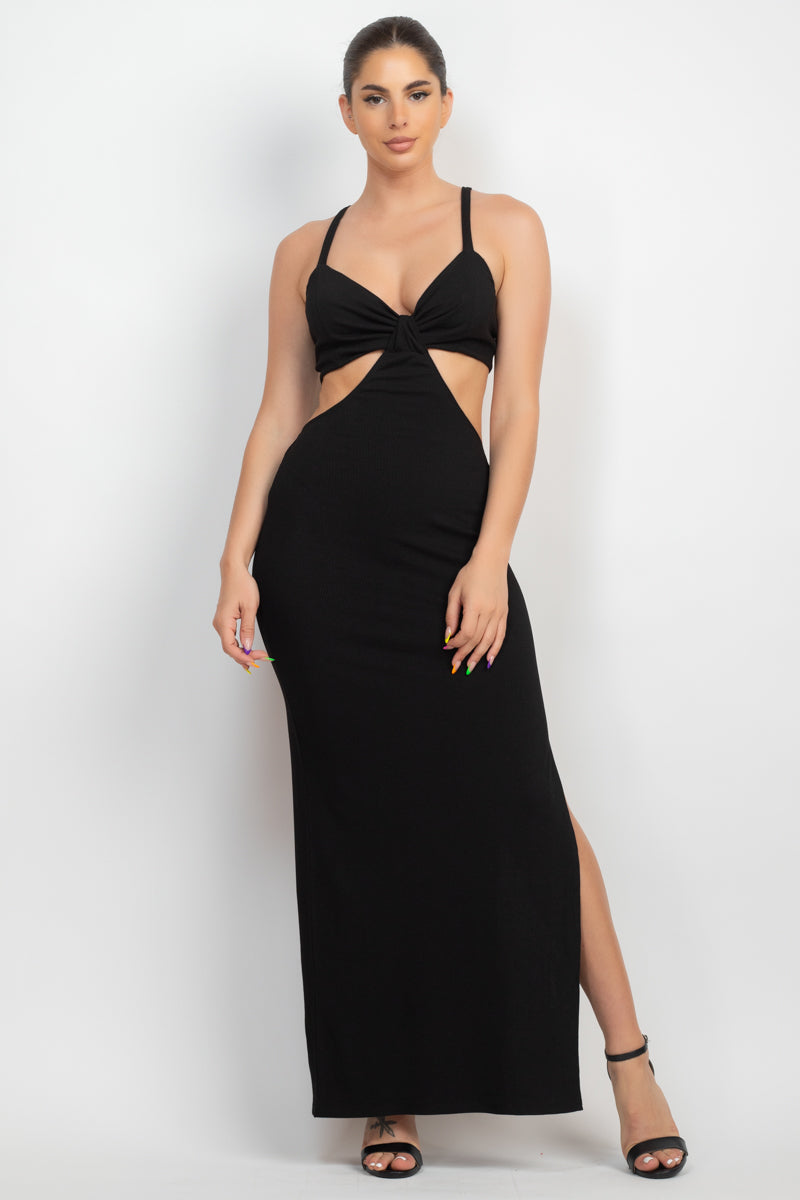 BLACK Cutouts Side Slit Maxi Dress - Ships from The US - women's dress at TFC&H Co.