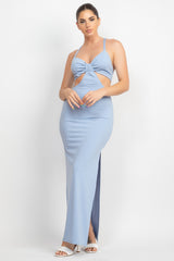 DEEP BLUE Cutouts Side Slit Maxi Dress - Ships from The US - women's dress at TFC&H Co.