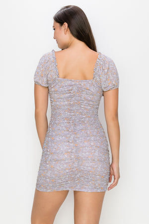 - Ruched Floral Ruffled Bodycon Dress - Ships from The US - womens dress at TFC&H Co.