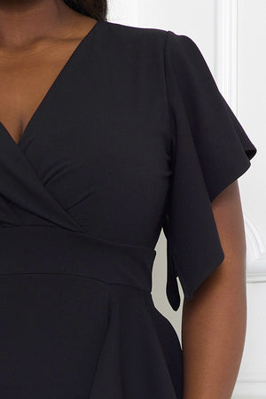 - Ruffle Detailed Surplice Voluptuous (+) Plus Size Midi Dress - Ships from The US - womens dress at TFC&H Co.