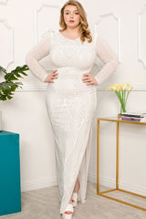 IVORY - Patterned Rhinestone Voluptuous (+) Plus Size Maxi Dress - 2 colors - Ships from The US - womens dress at TFC&H Co.