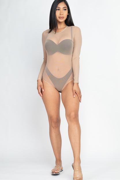 Sexy Sheer Mesh Long Sleeve Bodysuit - 3 colors - Ships from The US - women's bodysuit at TFC&H Co.