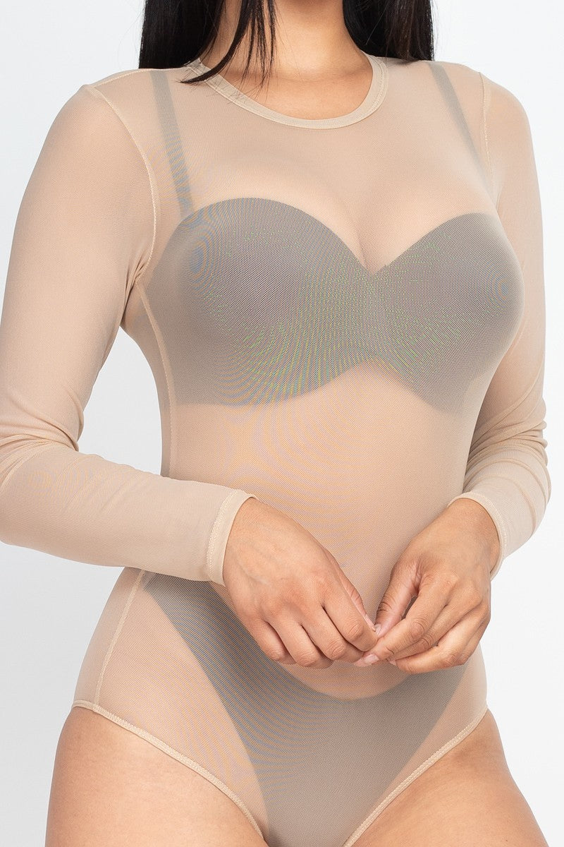 Sexy Sheer Mesh Long Sleeve Bodysuit - 3 colors - Ships from The US - women's bodysuit at TFC&H Co.