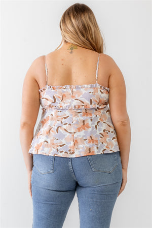 - Voluptuous (+) Plus Floral Print Woven Ruffle Sleeveless Back Zipper Tank Top - 3 colors - Ships from The US - womens tank top at TFC&H Co.