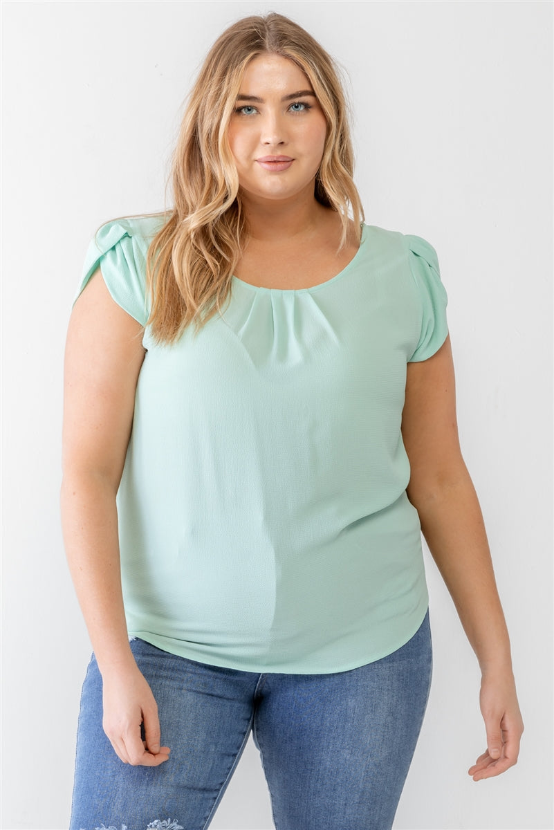 MINT - Voluptuous (+) Plus Koshibo Textured Cap Sleeve Top - 5 colors - ships from The US - womens t-shirt at TFC&H Co.