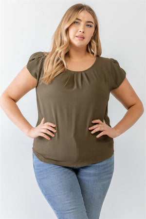 - Voluptuous (+) Plus Koshibo Textured Cap Sleeve Top - 5 colors - ships from The US - womens t-shirt at TFC&H Co.